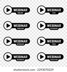 Webinar button. Online. Webinar  free. live. Vector icon.