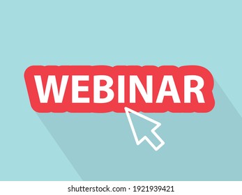 webinar button and pointing arrow - vector illustration