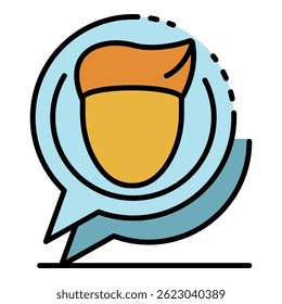 Webinar chat bubble icon. Outline webinar chat bubble vector icon color flat isolated on white