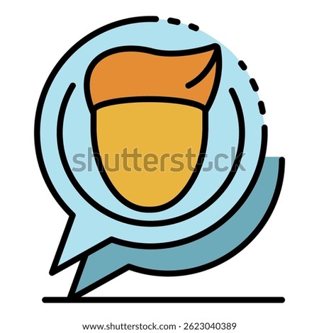 Webinar chat bubble icon. Outline webinar chat bubble vector icon color flat isolated on white