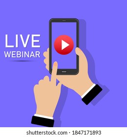 Webinar concept icon on smartphone screen. Can be used for business. Vector EPS10