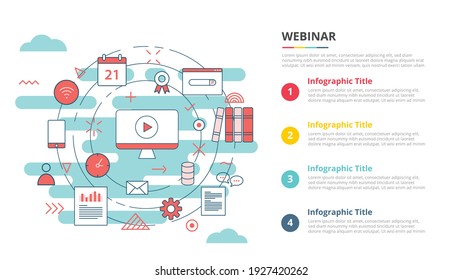 webinar concept for infographic template banner with four point list information