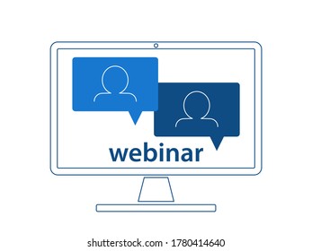 Webinar concept, online course, distant education, video lecture, internet group conference, training test, work from home, easy communication. EPS10.