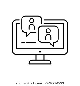 Concepto de seminarios web, curso en línea, educación a distancia, videoconferencia, conferencia de grupos de Internet, prueba de entrenamiento, trabajo desde casa, comunicación fácil, icono de vector