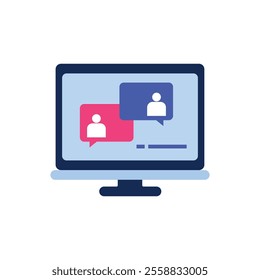 Webinar concept, online course, distant education, video lecture, internet group conference, training test, work from home, easy communication, vector flat icon