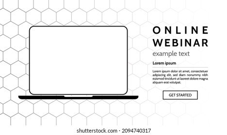 Webinar concept template, online course, distant education, video lecture, internet group conference, training test, work from home, app landing web page template, illustration design.