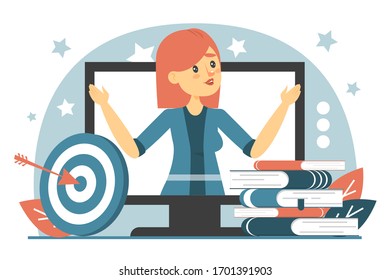 Webinar concept vector isolated. Idea of online education, Internet communication, modern technology. Distance learning, video course.