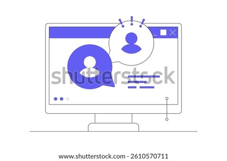 Webinar concept, video lecture, internet group conference, training test, work from home, easy communication, online course. Flat Cartoon Vector Illustration, icon. Stylish abstract design 