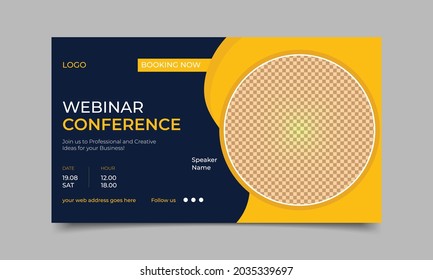 Webinar conference social media horizontal banner design. Online business Conference live webinar banner invitation design..eps