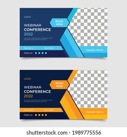 webinar conference social media post template concept banner design. Suitable for social media online business invitation, Webinar, Seminar, conference banner, online education, flyer, etc.eps