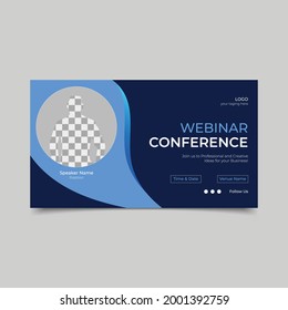 webinar conference social media post template concept design. Webinar invitation banner with nice background. template for online advertising design, Webinar, Seminar, online conference etc..eps