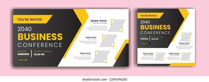 Webinar conference social media post banner design. Usable for web banner, cover, conference invite, conference flyer and online webinar conference invitation banner design template