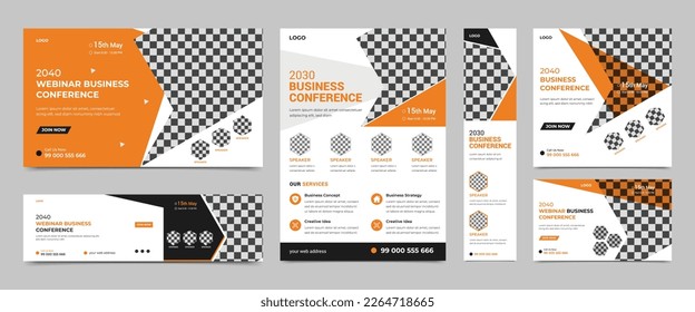 Webinar conference social media post banner design. Usable for web banner, conference cover, conference flyer and online webinar conference invitation banner design template.