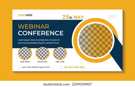 Webinar conference social media post horizontal banner design template. Business webinar conference concept live webinar banner and Business webinar invitation design.