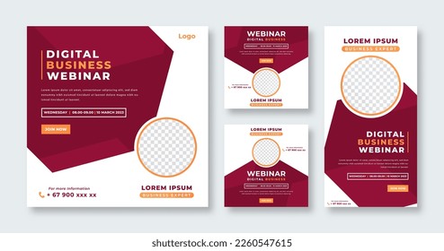 Webinar Digital Business Conference Social Media Post for Online Marketing Promotion Banner, Story and Web Internet Ads Flyer