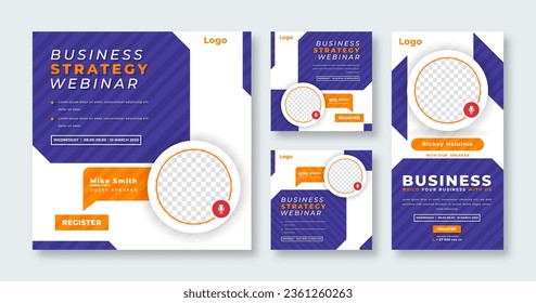 Webinar Digital Business Conference Social Media Post for Online Marketing Promotion Banner and Web Internet Ads Flyer