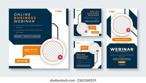 Webinar Digital Business Conference Social Media Post for Online Marketing Promotion Banner and Web Internet Ads Flyer