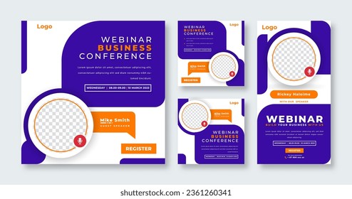 Webinar Digital Business Conference Social Media Post for Online Marketing Promotion Banner and Web Internet Ads Flyer