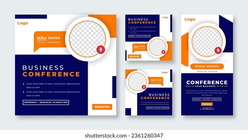 Webinar Digital Business Conference Social Media Post for Online Marketing Promotion Banner and Web Internet Ads Flyer