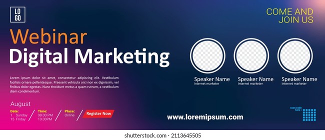 Webinar Digital Marketing Template Design with mesh background blue donker minimalis style concept color