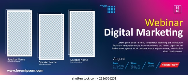 Diseño de plantillas de marketing digital de seminarios web con formas y estilo de diseño minimalista