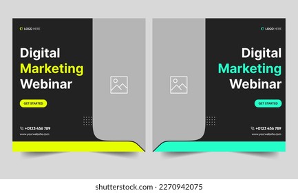 Webinar editable square for social media post, instagram, facebook and web internet ads. Vector eps 10 illustration