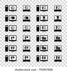 Webinar , E-Learning - set of vector icons