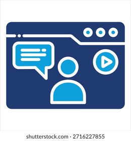 Webinar Flat Blue Icon Style