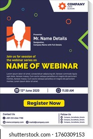 Webinar Flyer / E Mailer Design Template For Online Education, Business Purpose & You Can Use For The Social Media Promotions As Well-modern Colorful Portrait Design-Meet Our Team Online-a4-Dark Blue