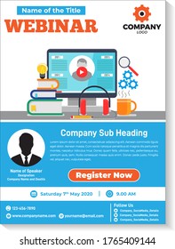 Webinar Flyer / E Mailer Design Template For Online Education, Business Purpose-online Web Meeting-meet Our Team Invitation-webinar Social Media Advertisement-blue And-orange-red.