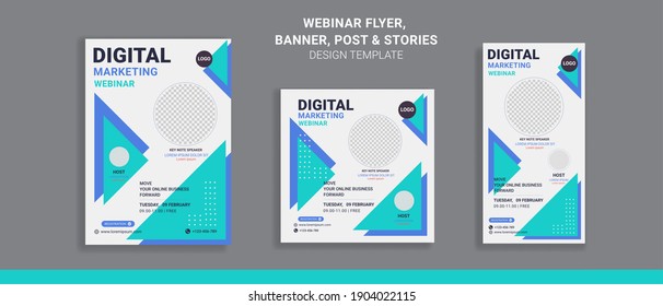 Webinar flyers social media post and stories, perfect for business webinar, creative webinar and other online seminars