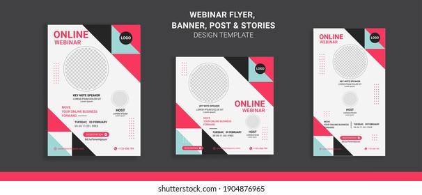 Webinar flyers social media post and stories, perfect for business webinar, creative webinar and other online seminars