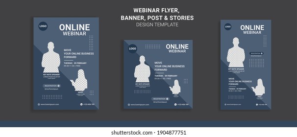 Webinar flyers social media post and stories, perfect for business webinar, creative webinar and other online seminars