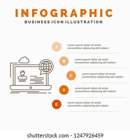 webinar, forum, online, seminar, website Infographics Template for Website and Presentation. Line Gray icon with Orange infographic style vector illustration