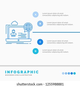 webinar, forum, online, seminar, website Infographics Template for Website and Presentation. Line Blue icon infographic style vector illustration