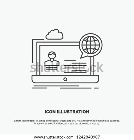 webinar, forum, online, seminar, website Icon. Line vector gray symbol for UI and UX, website or mobile application