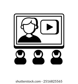 Webinar Glyph Icon, Ilustración vectorial