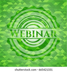 Webinar green emblem with mosaic background