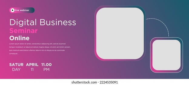 Webinar horizontal banner design template. Editable modern banner on blue background color. Can be used for banners, covers, and headers.