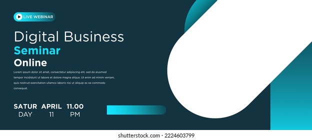 Plantilla de diseño de banner horizontal de seminario web. Banner moderno editable con color de fondo azul. Se puede utilizar para banners, portadas y encabezados.