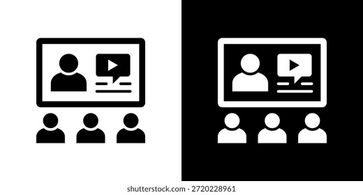 Webinar-Symbol schwarz-weiß gefüllt.