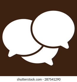 Webinar icon from Business Bicolor Set. Vector style: flat symbol, white color, rounded angles, brown background.
