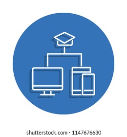 webinar icon. Element of education for mobile concept and web apps icon. Thin line icon with shadow in badge for website design and development, app development on white background
