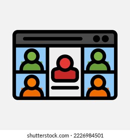 Webinar icon in filled line style, use for website mobile app presentation