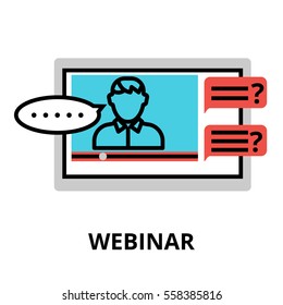 Webinar icon, flat thin line vector illustration, for graphic and web design.