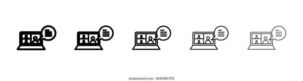 Webinar icon graphic set. trendy stroke line style