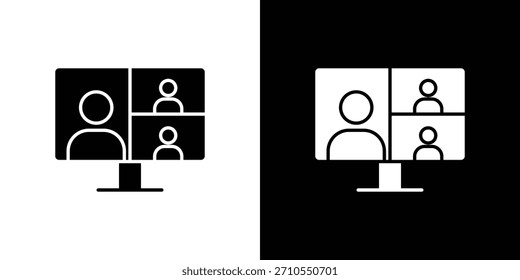 Webinar icon line art editable stroke and solid collection for app design