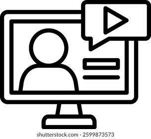 Webinar Icon Line Vector Illustration