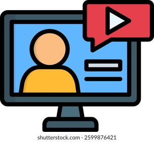 Webinar Icon Lineal Color Vector Illustration