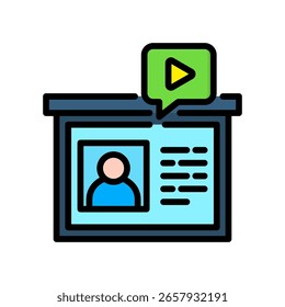 Ilustración vectorial de color lineal de icono de seminario web